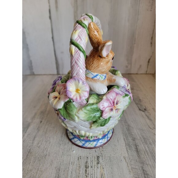 Fitz Floyd Halcyon bunny teapot vintage unique home decor flower - Picture 4 of 9